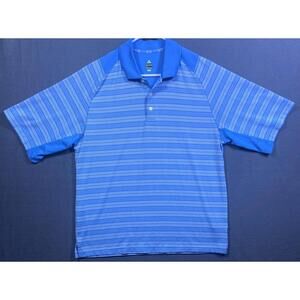 Bolle Golf Performance Tech Polo Shirt Men's Medium Short Sleeve Blue Striped